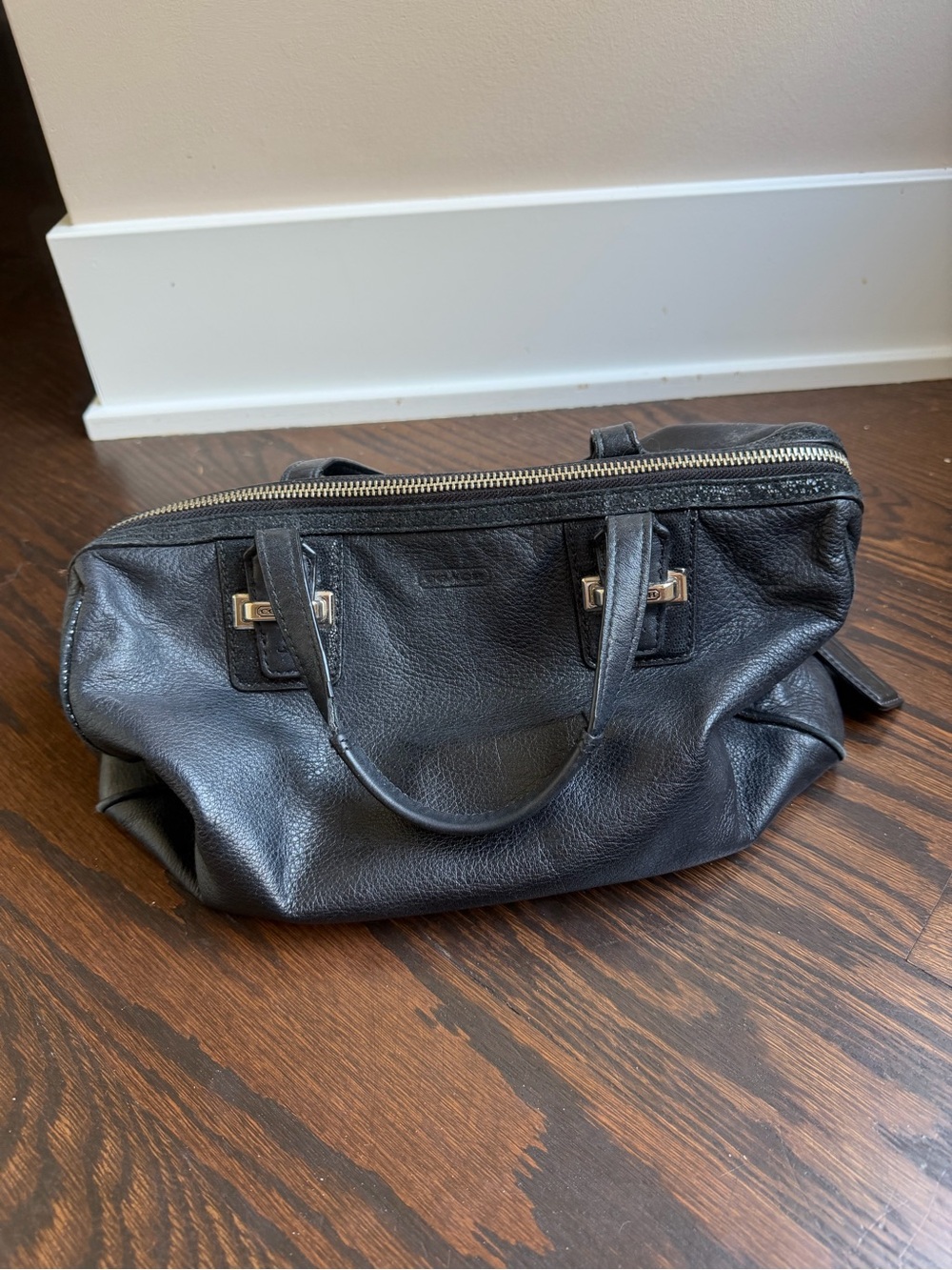 Vintage Coach black leather bag